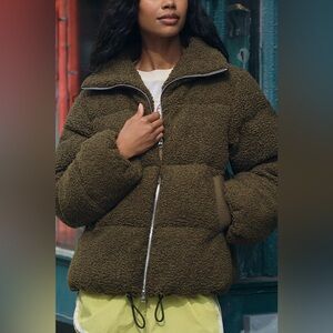 Anthropologie Varley Wilkins Sherpa Puffer Jacket XXS EUC Chocolate Brown